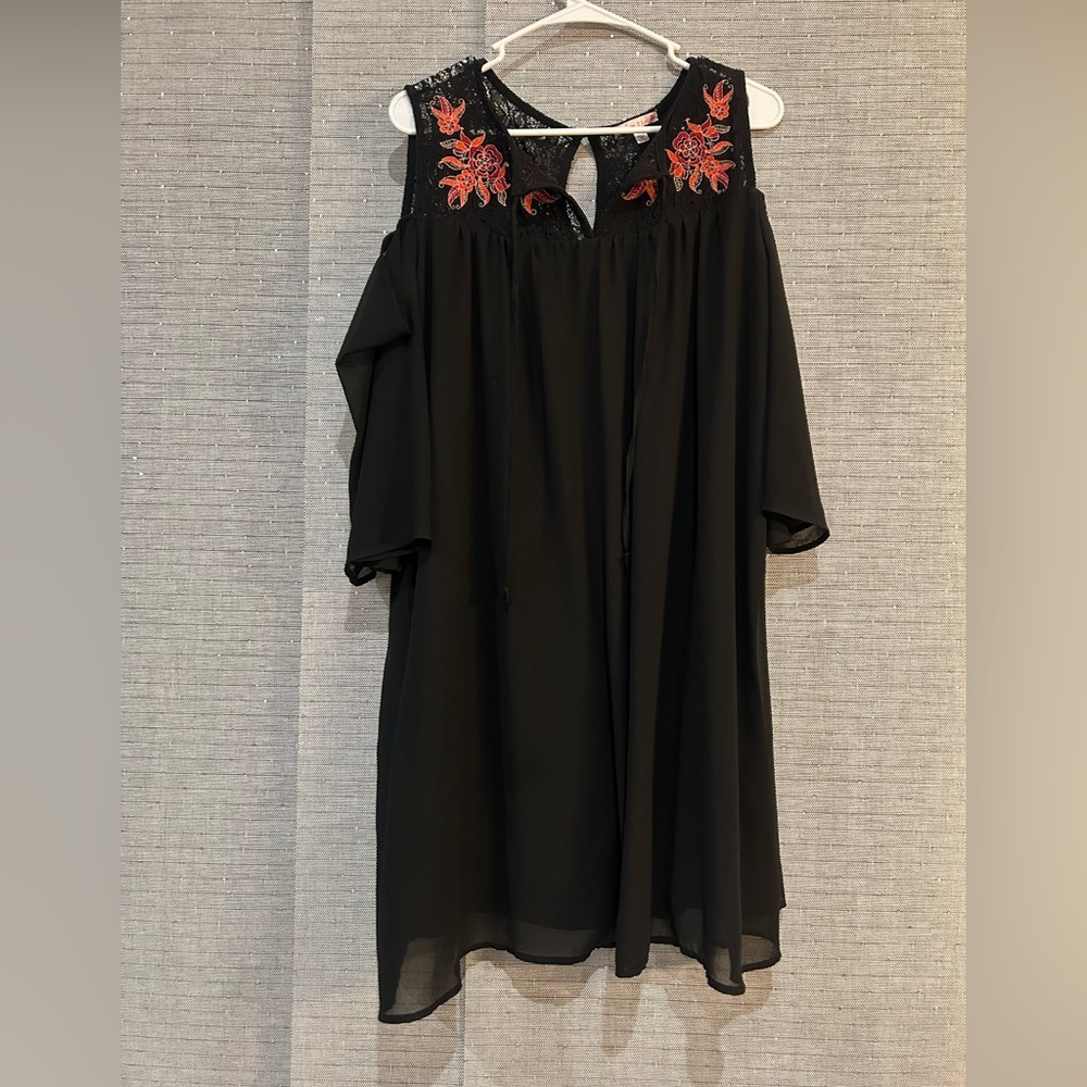 Flowy, Mid length Black Dress